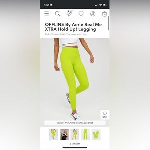 OFFLINE By Aerie Real Me XTRA Hold Up! Legging Size Medium Color Lime Slush